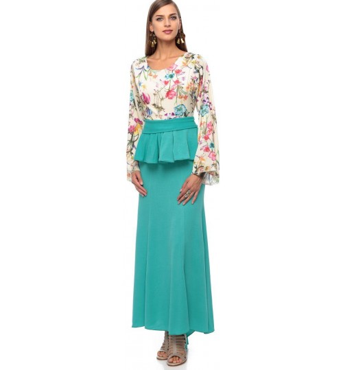 Reeta Arwa Layered Dress for Women - XL, Mint Green
