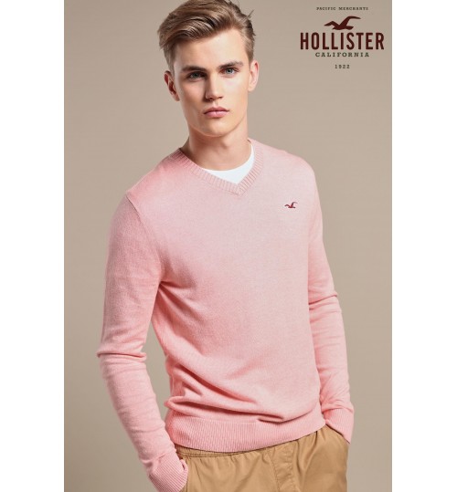 Hollister Pink Marl V-Neck Jumper