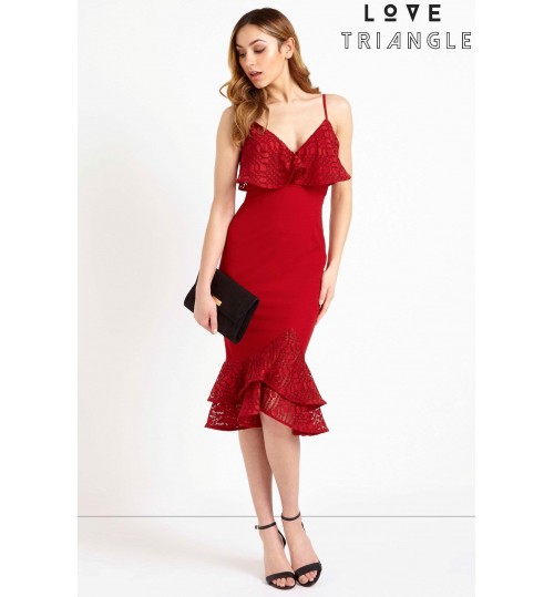Love Triangle Ruffle Hem Midi Dress