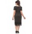 GODDIVA DR688P Plus Size Short Sleeve Flapper Dress for Women - 16 UK, Black