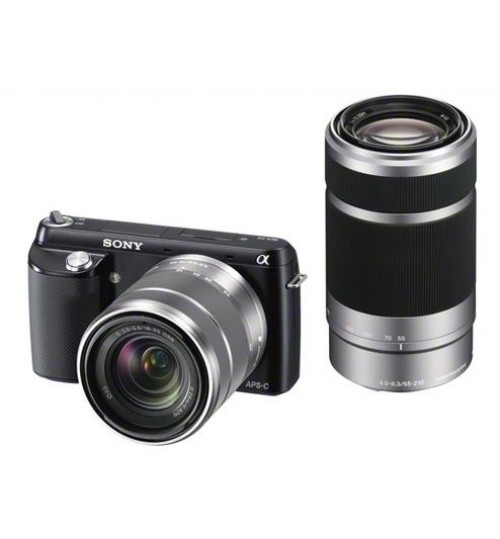 كاميرا NEX-F3 (سوداء) مع عدسة SEL1855 وSEL55210