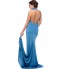 GODDIVA DR652 Halter Neck Fishtail Maxi Dress for Women - 12 UK, Blue