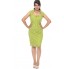 GODDIVA DR375P Plus Size V-Cut Midi Dress for Women - 16 UK, Lime/Emerald