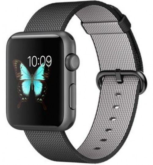Apple Watch Sport - 42mm Space Gray Aluminum Case with Black Woven Nylon Band, MMFR2