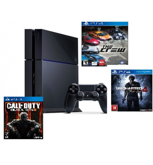 PlayStation 4 ,Sony,500 GB ,With 3 Games  Uncharted ,Call of Duty,The Crew,Guarantee 2 Years from Agent Sony Saudi Arabia