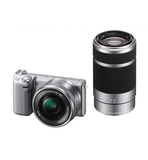 كاميرا بدقة 16.1 ميجا بكسل (فضية) مع عدسة SELP1650 وSEL55210
