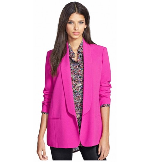 Jollychic Pink Polyester Women's  Basic Coat