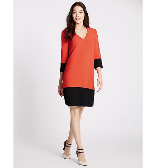 Marks & Spencer Colour Block 3/4 Sleeve Tunic Dress