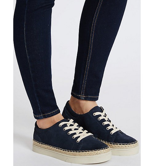 Marks & Spencer Wide Fit Suede Trainers with Stain Away
