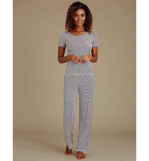 Marks & Spencer Striped Short Sleeve Pyjama Top