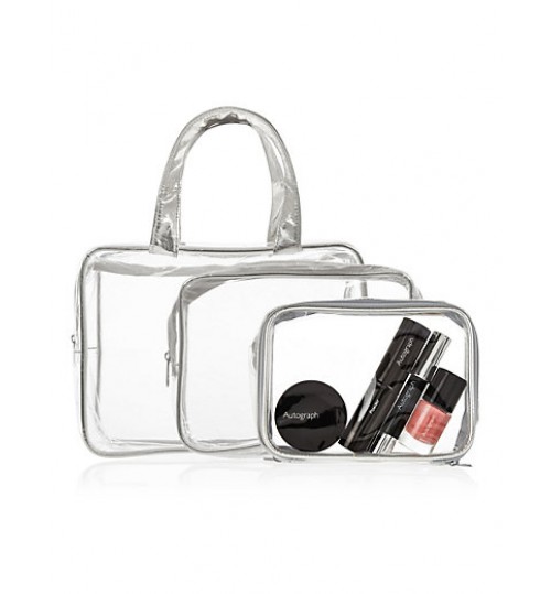 M&S 3 Piece Clear Cosmetic Bag Set