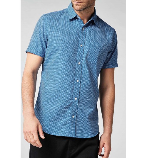 NEXT Blue Short Sleeve Texture Shirt