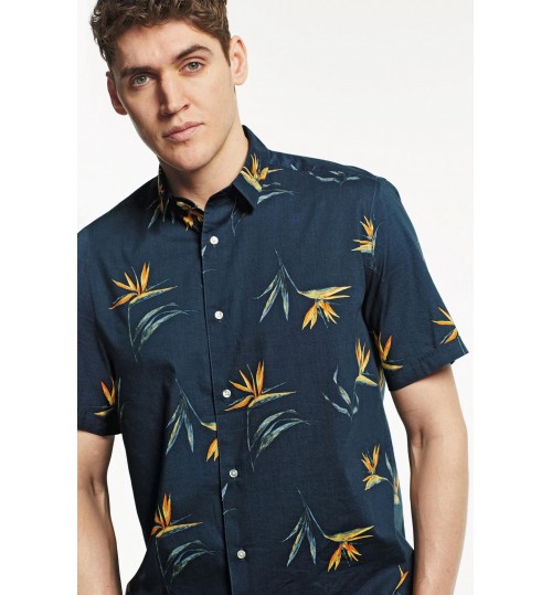 NEXT Navy Floral Print Shirt