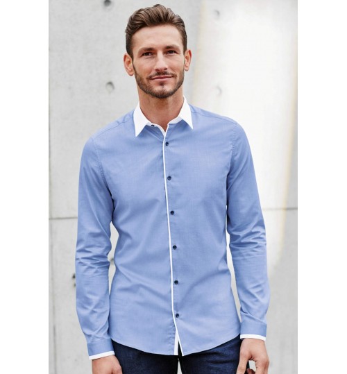 NEXT Blue Contrast Collar Long Sleeve Shirt