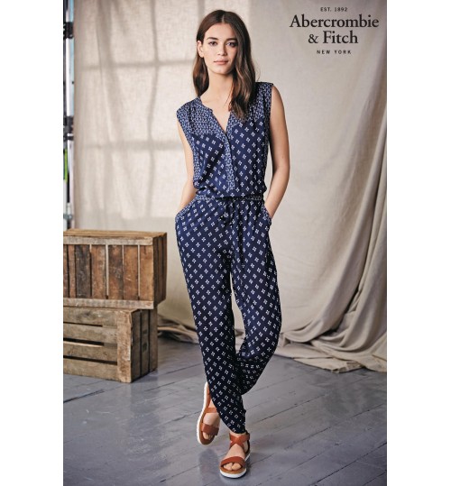Abercrombie & Fitch Navy Print Jumpsuit