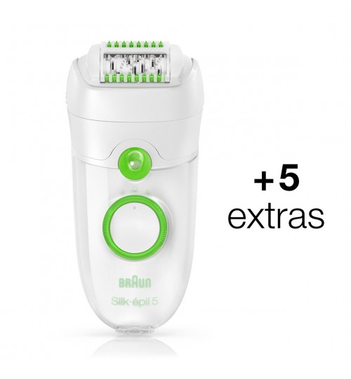 Silk-épil 5 - 5580 Legs, Body & Face Epilator with 3 attachments and Cooling Glove