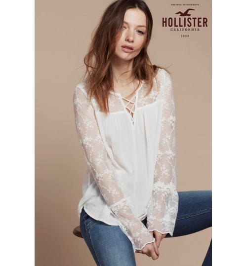 Hollister White Lace Blouse