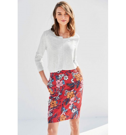 NEXT Floral Linen Blend Skirt