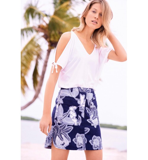 NEXT Floral Linen Blend Skirt