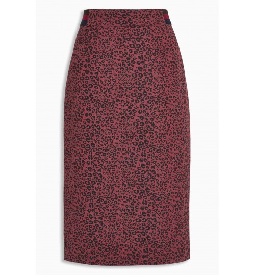 NEXT Berry Animal Print Jacquard Pencil Skirt